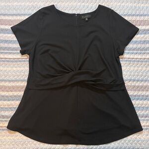 0133- Eloquii Black Twist Front Peplum Blouse Size 24